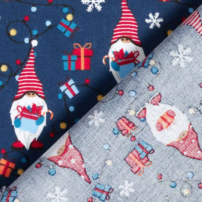 Baumwollstoff Popeline Weihnachtszwerge – marineblau/rot, image number 4