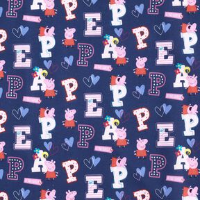 Baumwollpopeline Peppa Pig Buchstaben Lizenzstoff | ABC Ltd – indigo, 