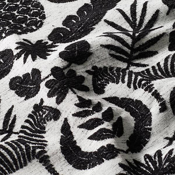 Chenille-Jacquard Barocker Dschungel – schwarz/wollweiss, image number 2