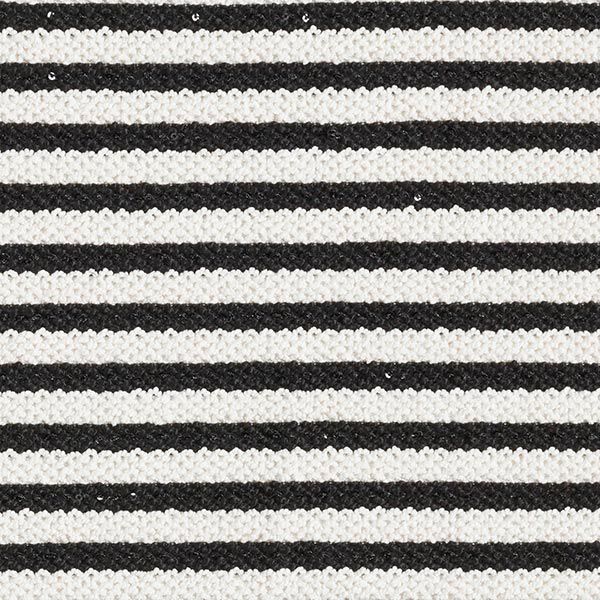 Strickstoff Glitzerstreifen mit Pailletten – wollweiss/schwarz, image number 1