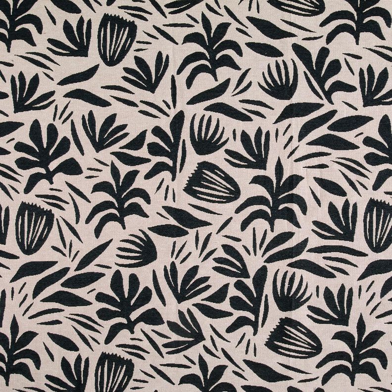 Dekostoff Gobelin abstrakte Pflanzen – hellbeige/schwarz, image number 1