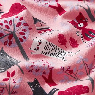 Baumwolljersey Katzen im Garten – rosa, 