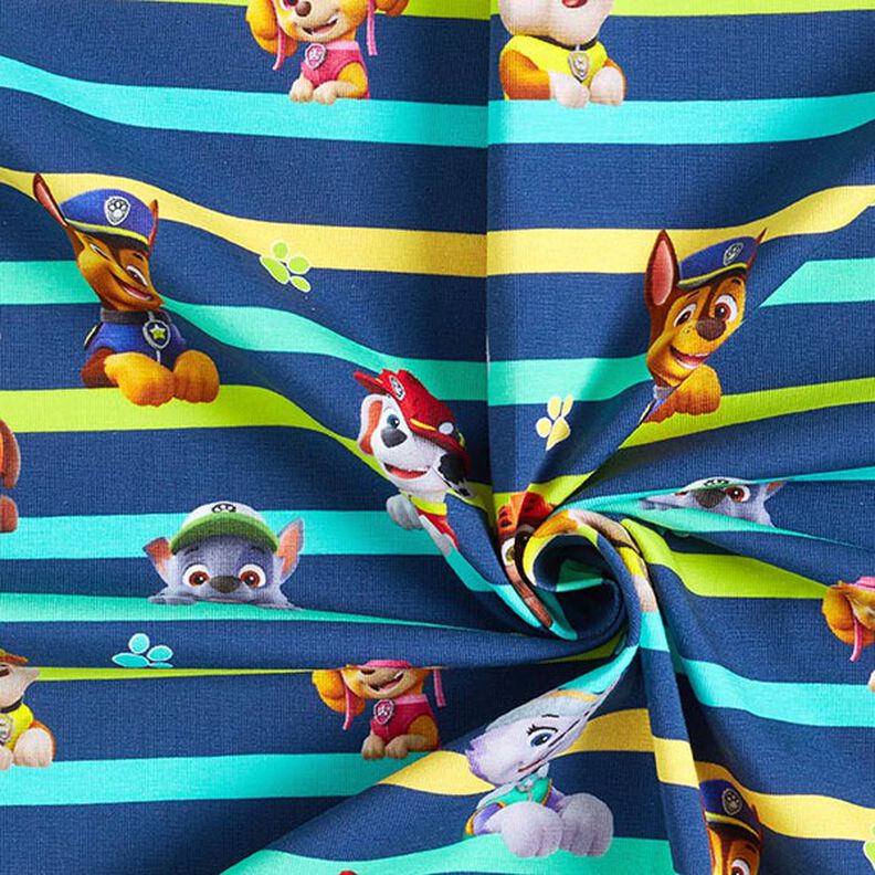 Baumwolljersey Lizenzstoff Paw Patrol gestreift | Viacom – marineblau,  image number 3
