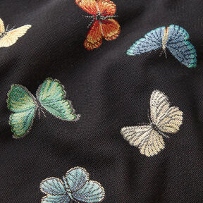 Dekostoff Gobelin Schmetterlingsschwarm – schwarz, 