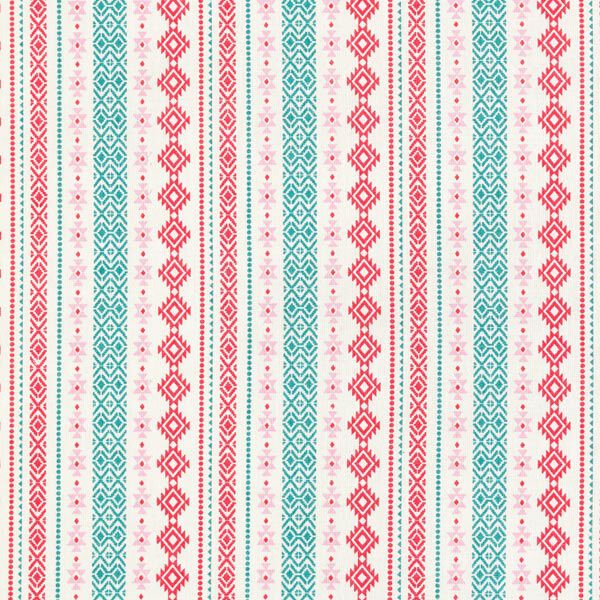 Baumwollstoff Cretonne Ethno – mintgrün/rosa