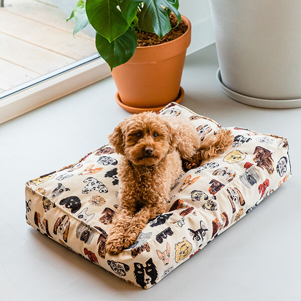 Dekostoff Gobelin Hunde – beige | Reststück 50cm