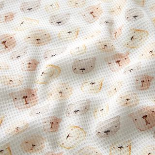 Waffeljersey Bärchen Digitaldruck – weiss, 