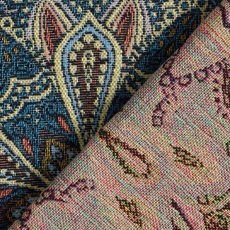 Dekostoff Gobelin Mandala Blumen – schwarz/blau,  image number 4