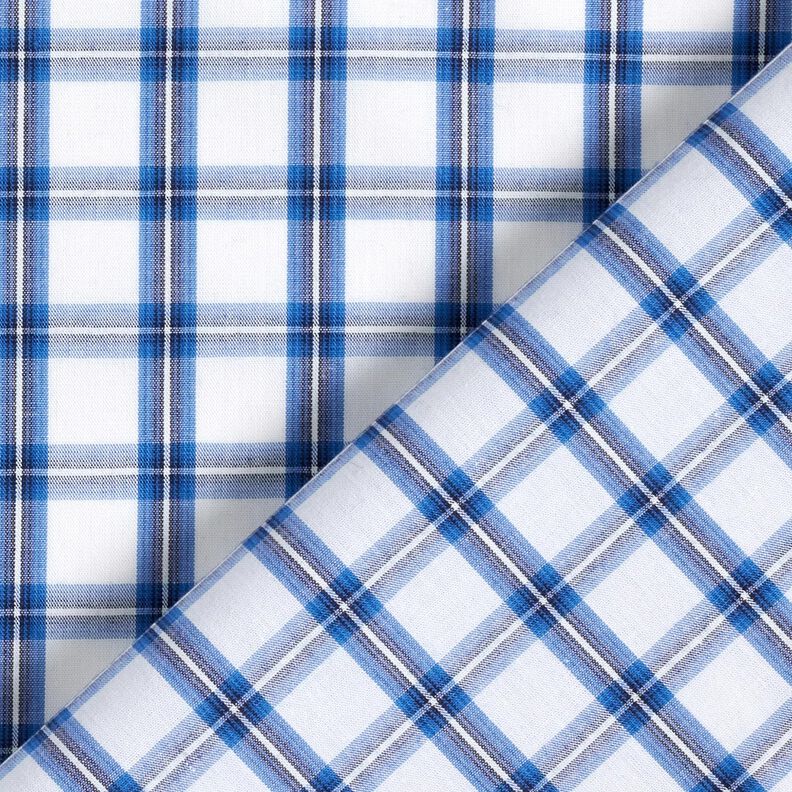 Baumwollstoff Hemden-Karo – weiss/blau, image number 4