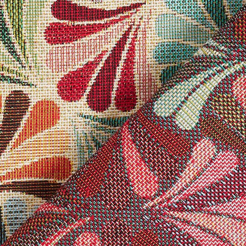 Dekostoff Gobelin bunte Fächer – hellbeige/blau, image number 4