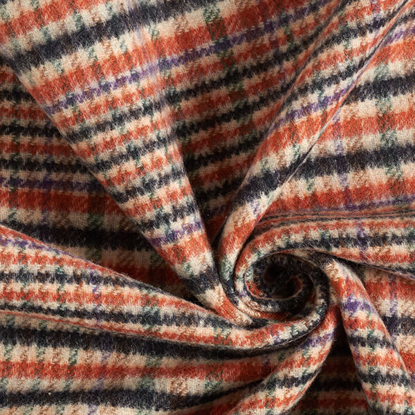 Wollmix Doppelgewebe Karos – terracotta/lila, image number 3