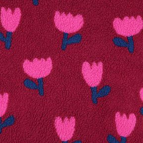 Teddyplüsch Tulpen | Poppy Fabrics – karminrot, 