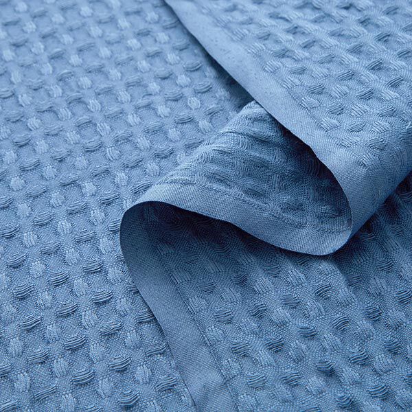 Baumwoll-Jacquard Waffelstruktur – jeansblau | Reststück 100cm