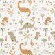 Baumwollpopeline glückliche Dinos – creme/rehbraun,  thumbnail number 1