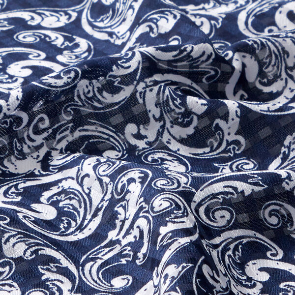 Georgette Ausbrennerkaro Jugendstilmuster – marineblau, image number 2
