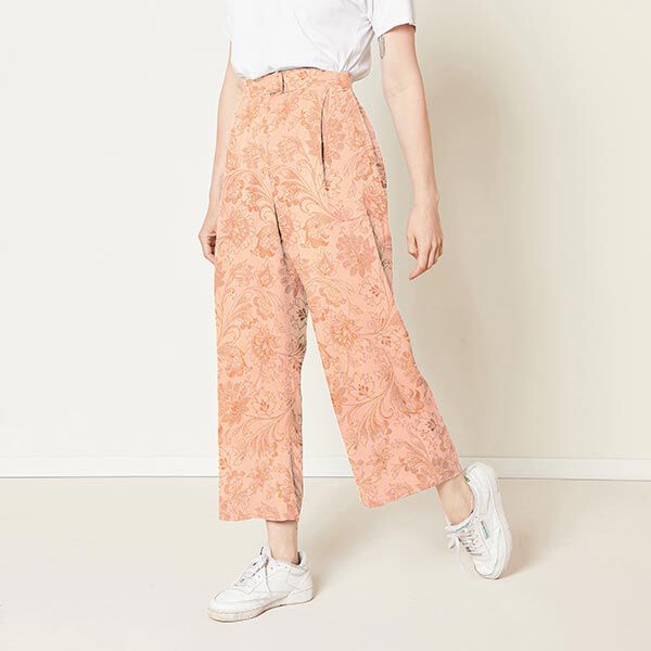 Leinen-Viskose-Mix üppige Blumenzeichnung – apricot, image number 5