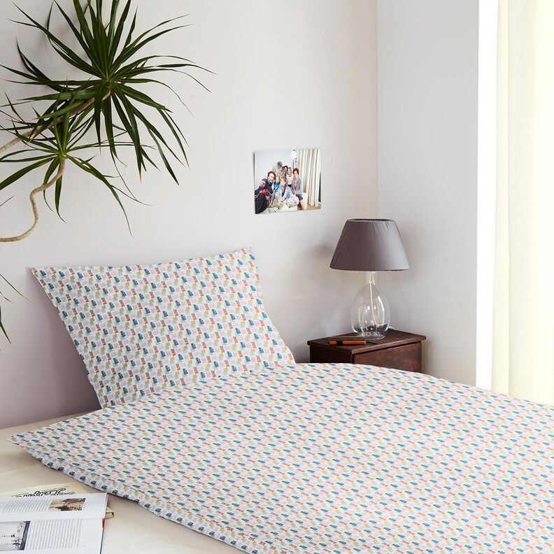 Baumwollstoff Cretonne schraffierte Formen – silbergrau/pastellviolett, image number 7