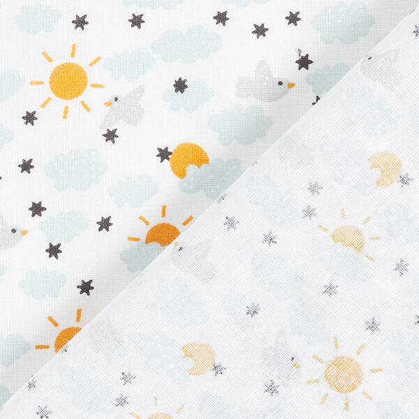 Baumwollpopeline Himmel – weiss/himmelblau | Reststück 100cm