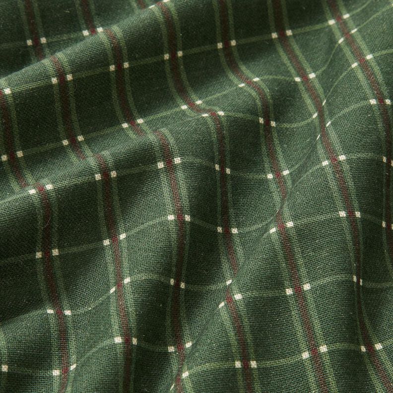 Dekostoff Halbpanama elegantes Karo – tannengrün/karminrot, image number 2