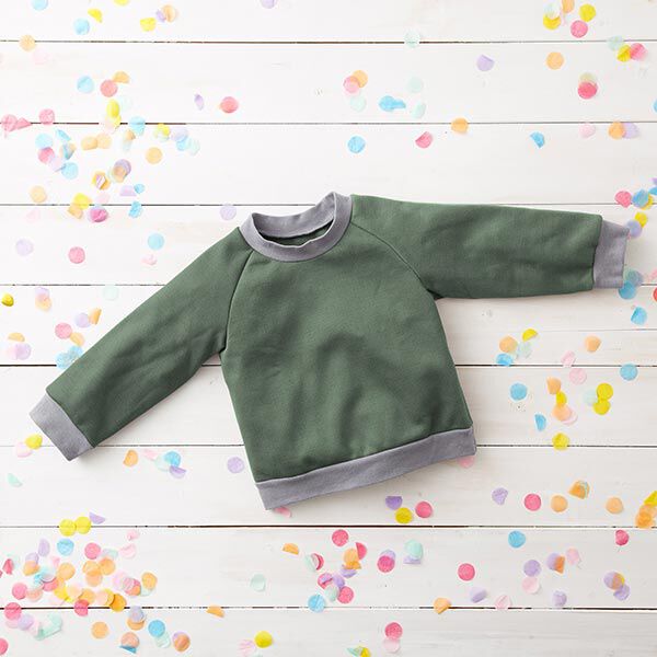 Leichter Baumwollsweat Uni – oliv | Reststück 50cm