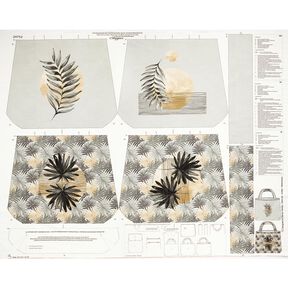 Taschen Panel Canvas Palmblatt und Mond – hellgrau, 