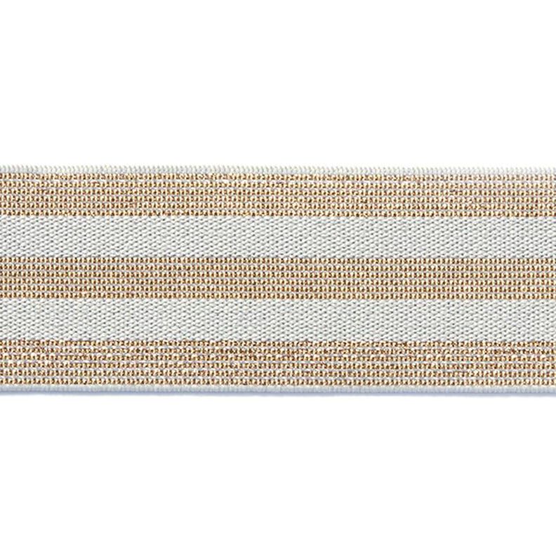 Gestreiftes Gummiband [40 mm] – hellgrau/gold,  image number 1