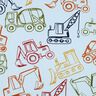 French Terry Sommersweat Baufahrzeuge | Poppy Fabrics – babyblau/marineblau,  thumbnail number 1
