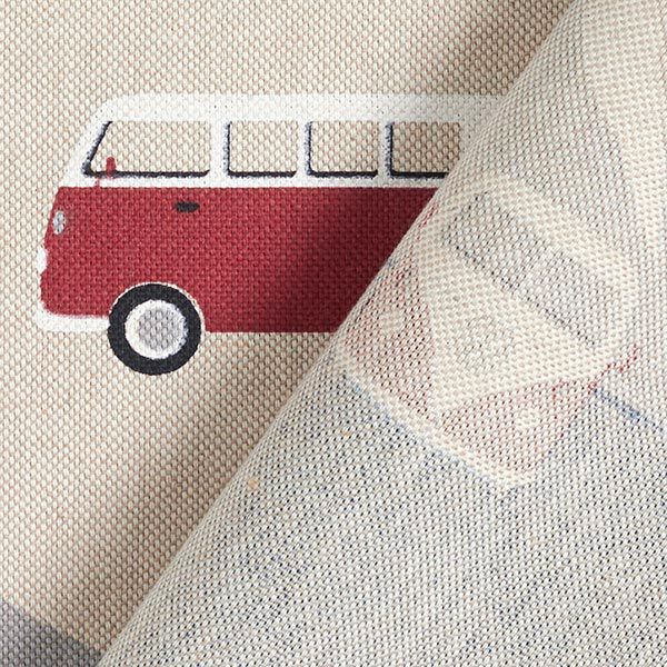 Dekostoff Halbpanama VW-Abenteuer – jeansblau/natur
