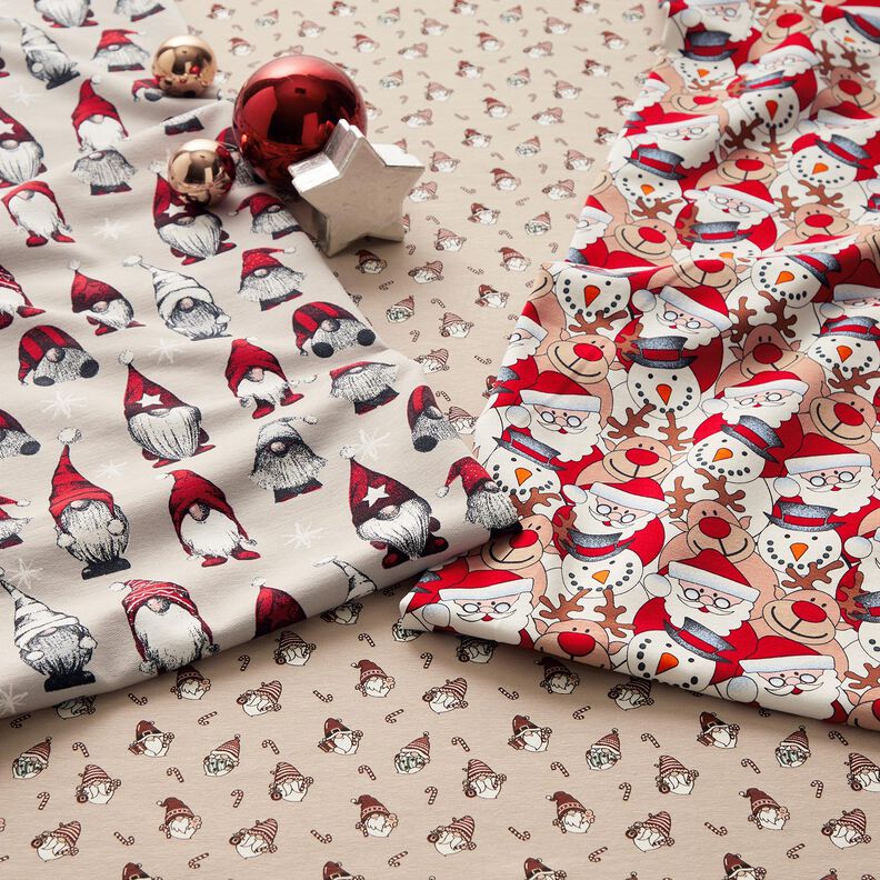 French Terry Sommersweat Weihnachtswichtel – helltaupe, image number 5