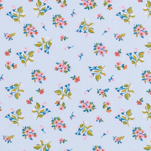 Baumwollpopeline süße Blümchen – babyblau