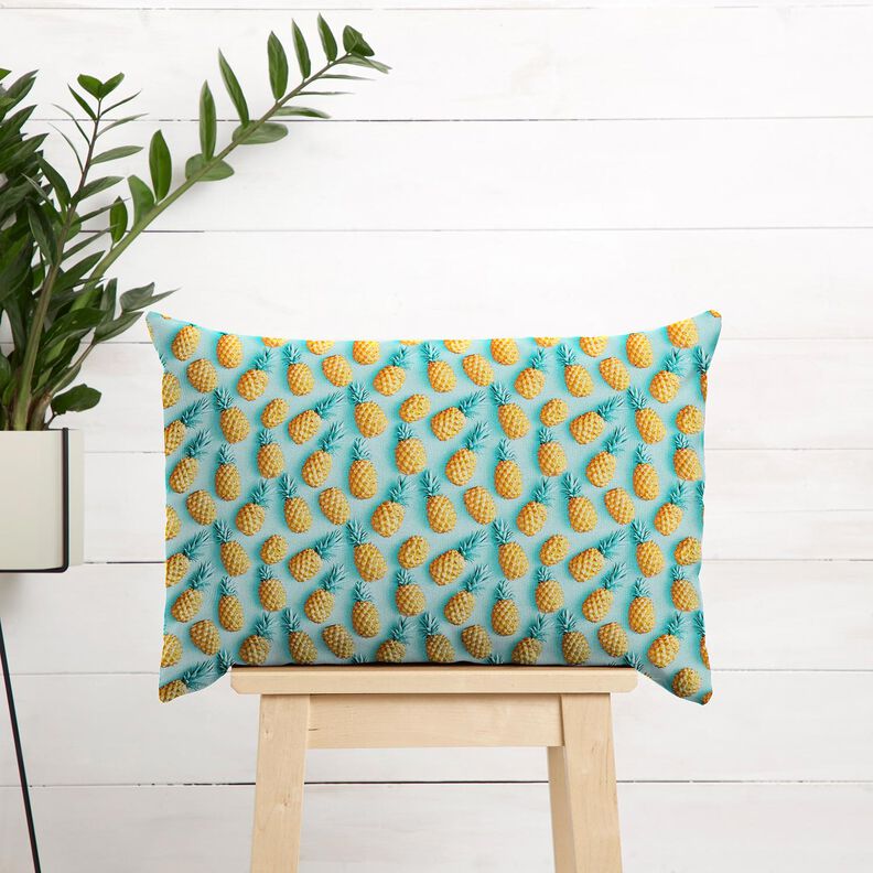 Baumwollstoff Popeline Ananas – aquablau/gelb, image number 6