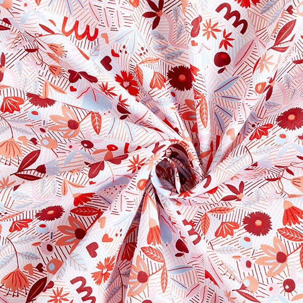 Baumwollstoff Cretonne abstrakte Blumen – weiss/rosa,  image number 4