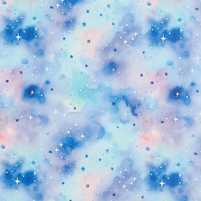 Regenjackenstoff Aquarell-Sternenhimmel Digitaldruck – eisblau/blaulila, 