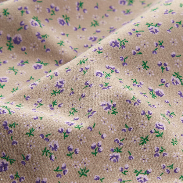 Baumwolljersey Millefleurs – dunkelbeige | Reststück 50cm