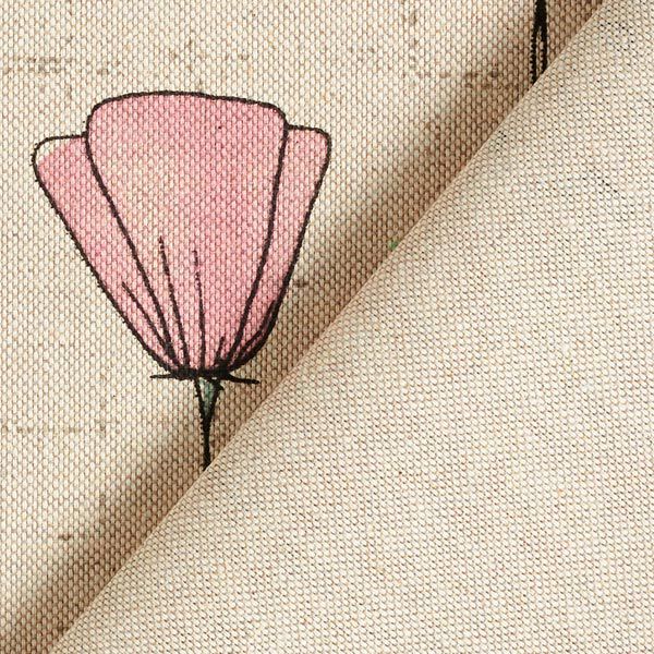 Dekostoff Halbpanama getrocknete Blumen – natur/rosa,  image number 6