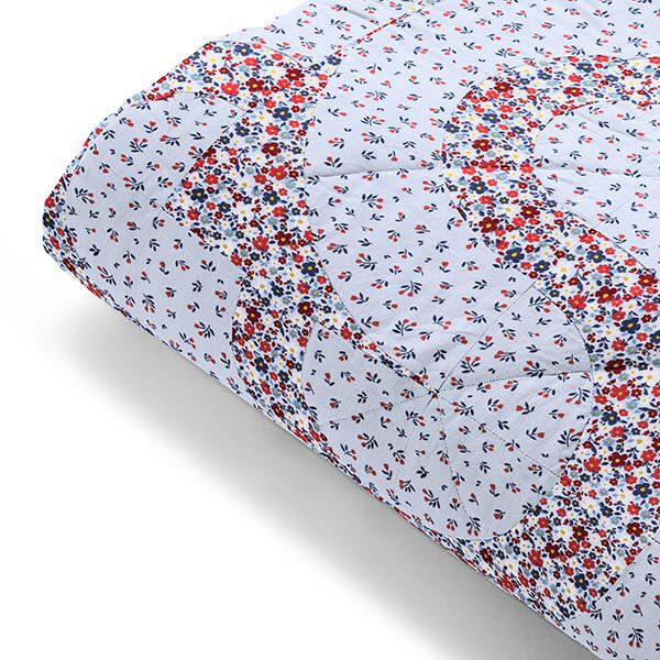 Baumwollpopeline kleine Blümchen – babyblau | Reststück 50cm