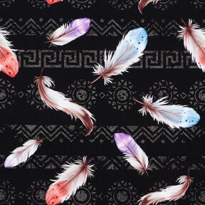 French Terry Boho Federn | Glitzerpüppi  – schwarz/hummer, 