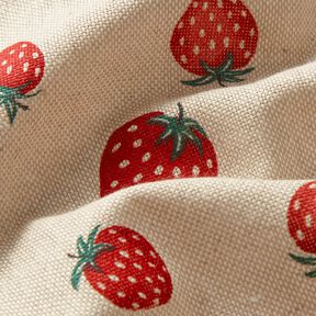 Dekostoff Halbpanama kleine Erdbeeren – rot/natur, 