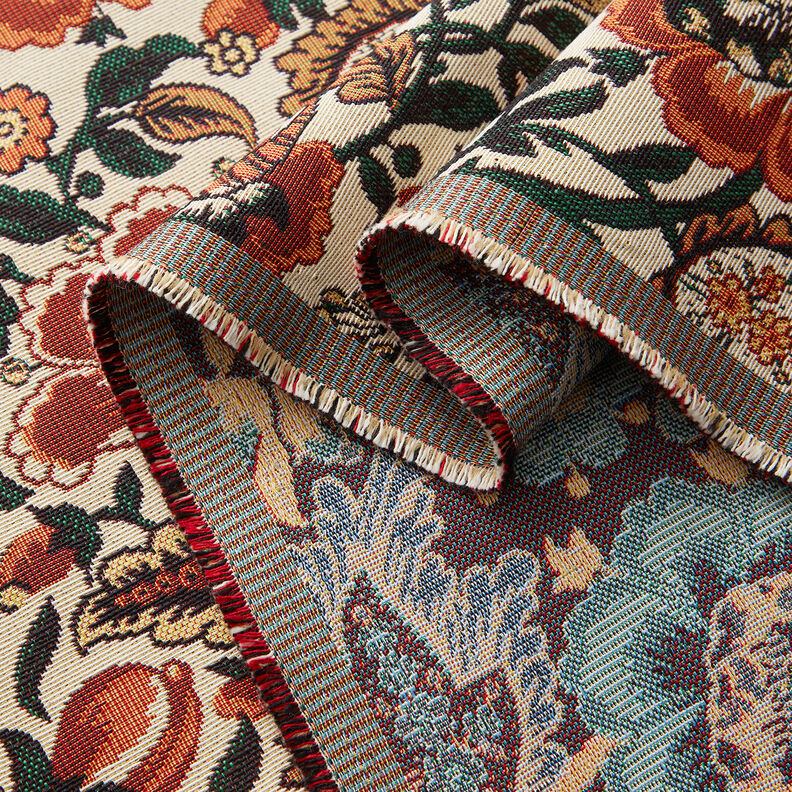 Dekostoff Gobelin Retro floral – hellbeige/kupfer, image number 3