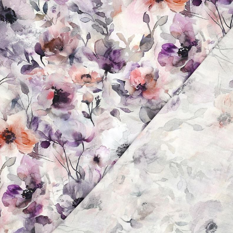 LENZING&trade; ECOVERO&trade; Viskosestoff Aquarellblumen &ndash; flieder,  image number 4