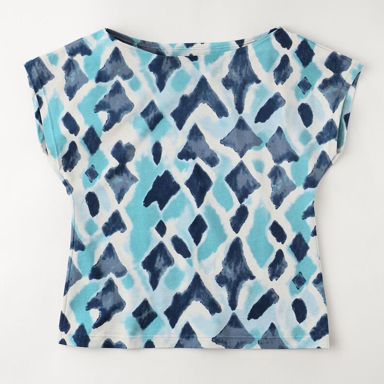 Viskosejersey Ikat-Muster – himmelblau/nachtblau, image number 5