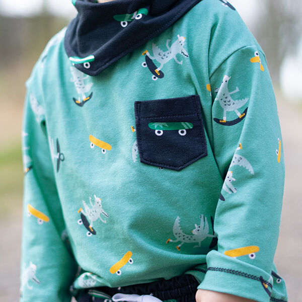 Baumwolljersey Skate-Krokodil | PETIT CITRON – mint, image number 7