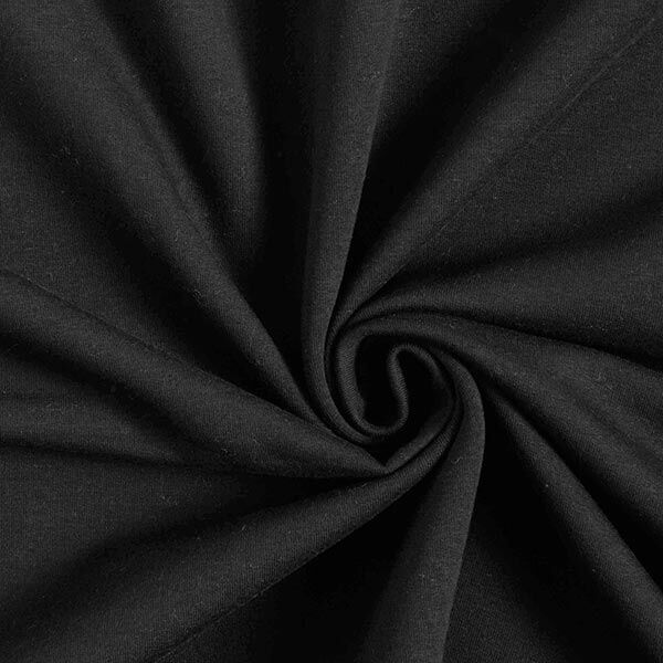Leichter Baumwollsweat Uni – schwarz | Reststück 50cm
