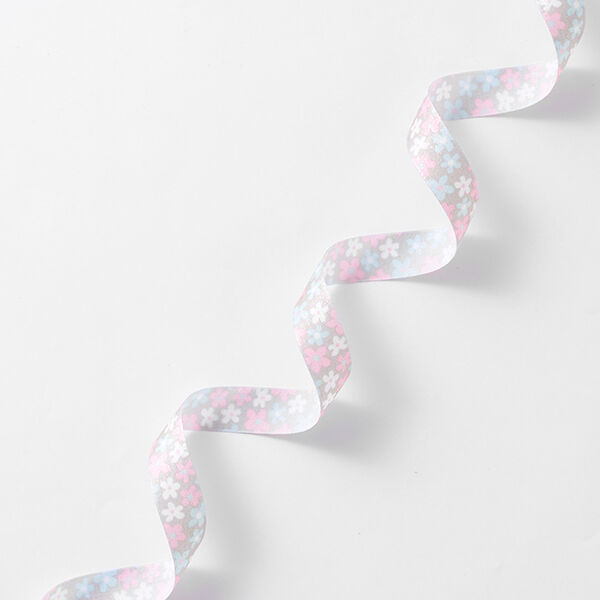 Satinband Blumen – grau/rosa, image number 1