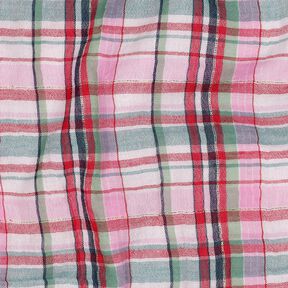 Musselin/ Doppel-Krinkel Gewebe Lurex Karo | Poppy Fabrics – rosé/gold metallic, 