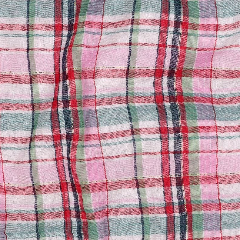 Musselin/ Doppel-Krinkel Gewebe Lurex Karo | Poppy Fabrics – rosé/gold metallic,  image number 2