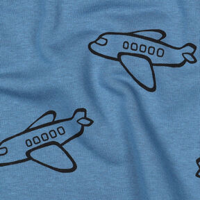 Sweatshirt angeraut Flugzeuge | Poppy Fabrics – jeansblau, 