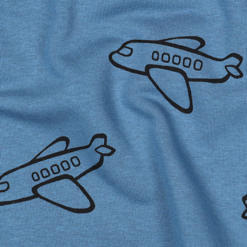 Sweatshirt angeraut Flugzeuge | Poppy Fabrics – jeansblau,  image number 2