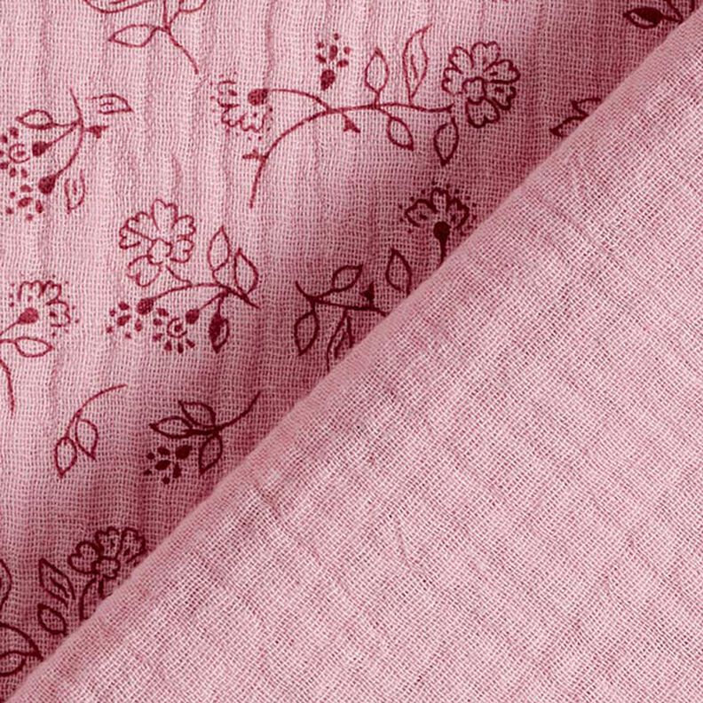 Musselin/ Doppel-Krinkel Gewebe kleine Blumenranken – rosa,  image number 4