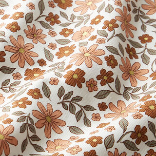 Babycord Glitzer schöne Blumen – wollweiss/gold metallic, 